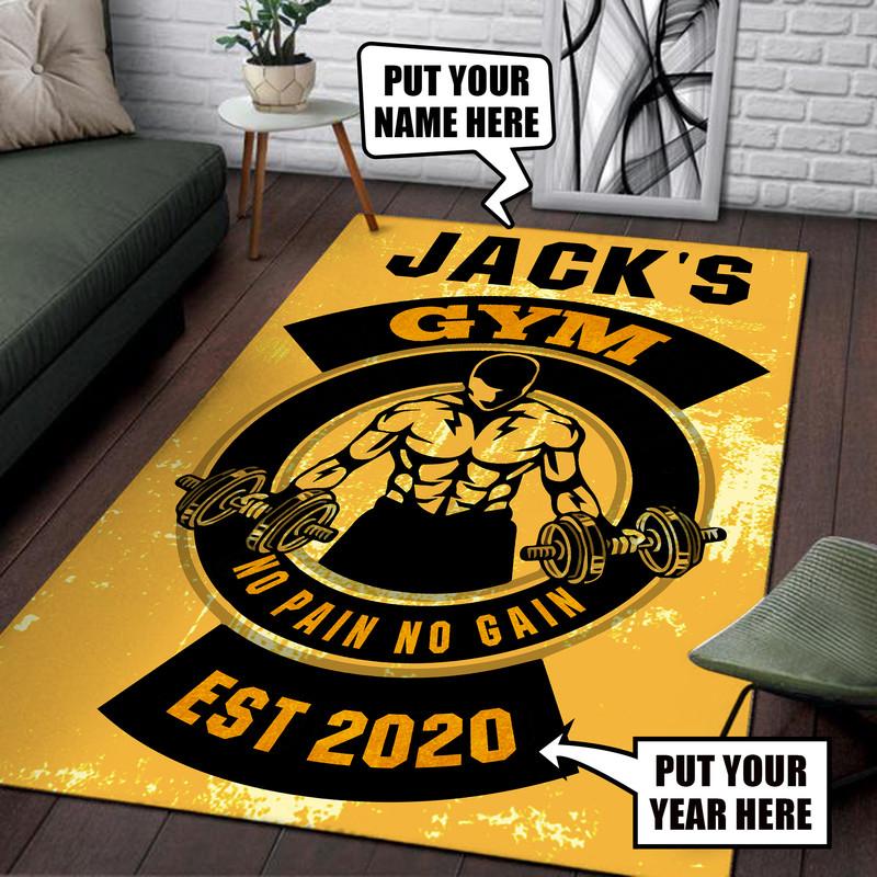 Personalized Gym No Pain No Gain Rug 06643