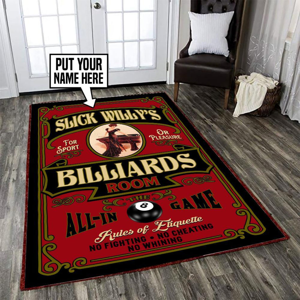 Personalized Billiards Pool Room Rug 05980