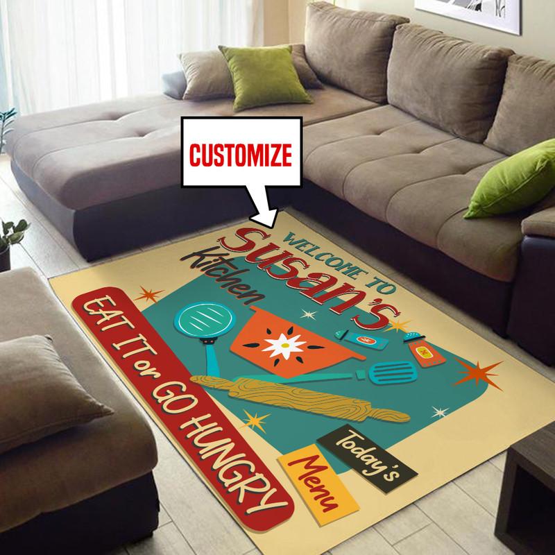 Personalized Kitchen Eat it or Go Hungry Rug 05398