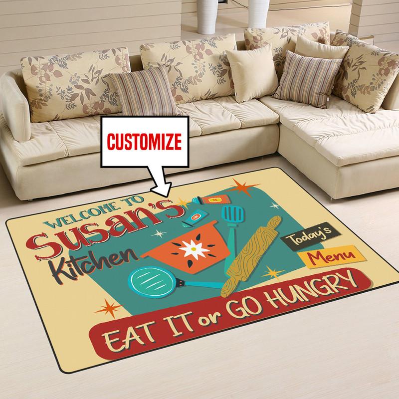 Personalized Kitchen Eat it or Go Hungry Rug 05398