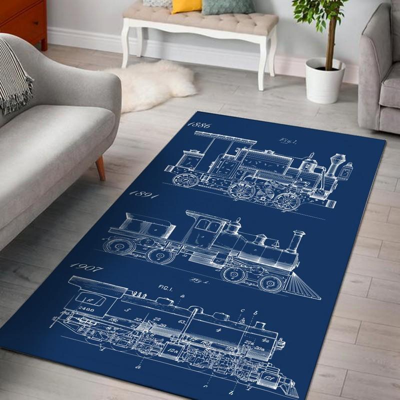 Locomotive Rug Locomotive Steam Engine Pattern 04817