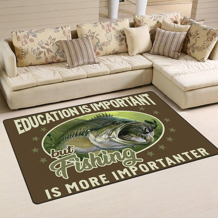 Education is Important but Fishing is Importanter Rug 05400