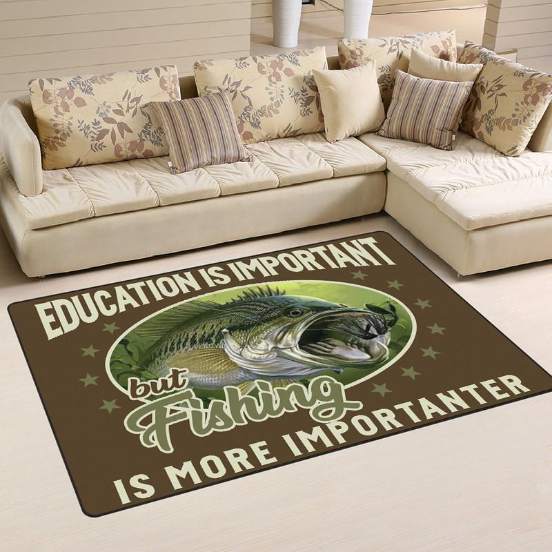 Education is Important but Fishing is Importanter Rug 05400