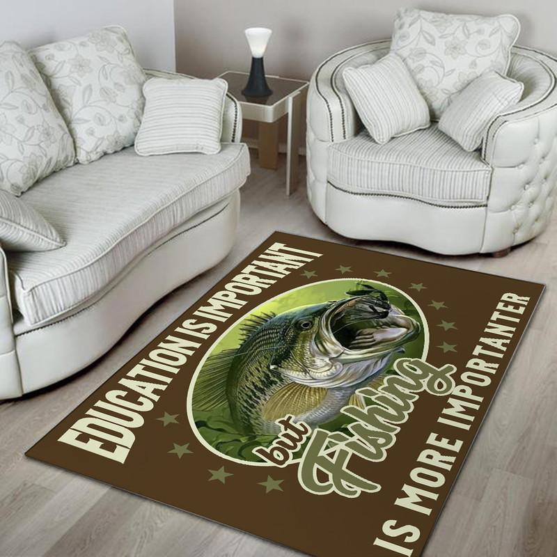 Education is Important but Fishing is Importanter Rug 05400