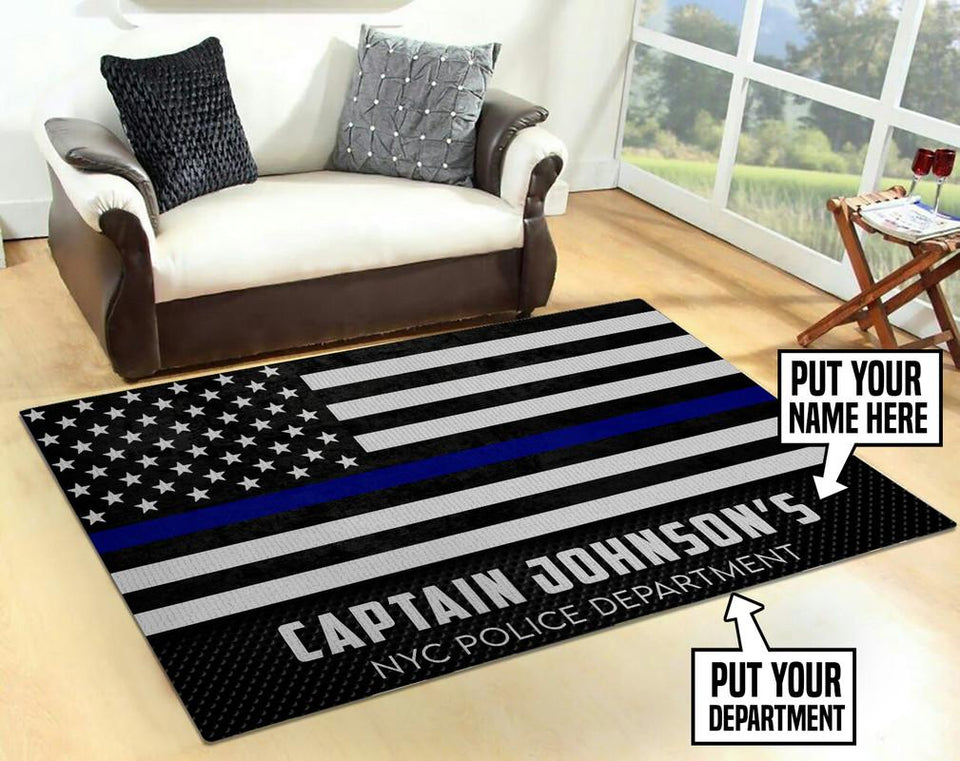 Personalized Courage and Honor Thin Blue Line Rug 05943