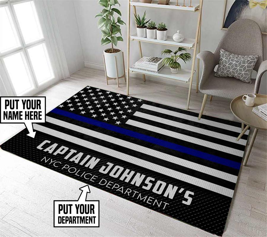 Personalized Courage and Honor Thin Blue Line Rug 05943