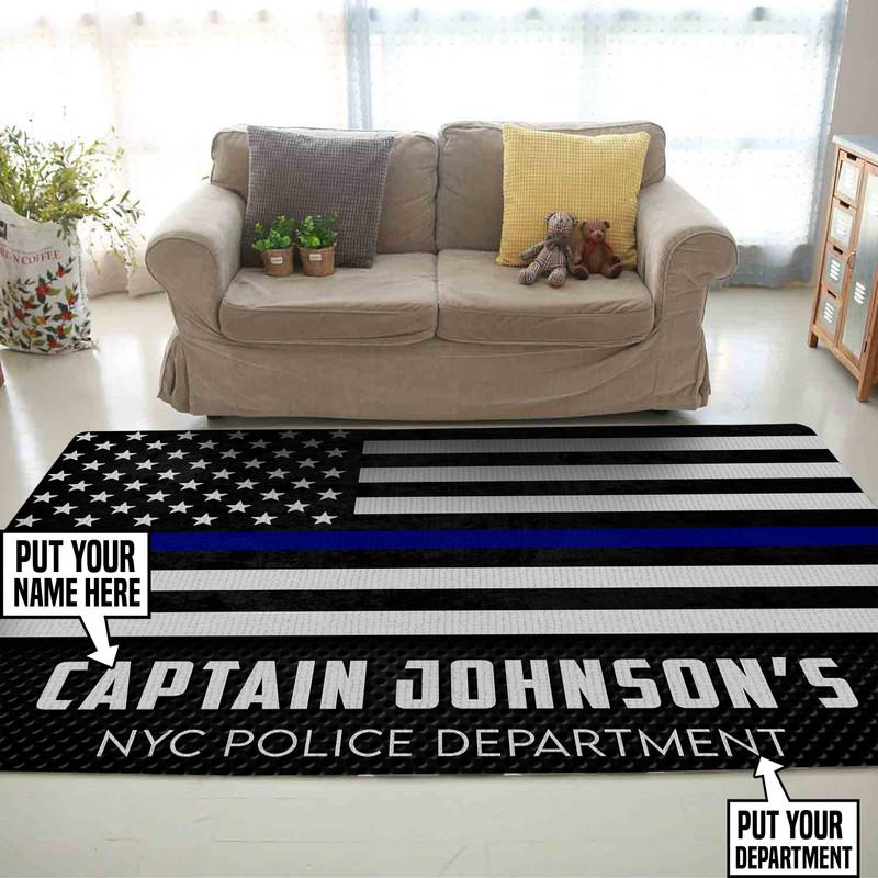 Personalized Courage and Honor Thin Blue Line Rug 05943