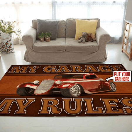 Personalized My Garage My Rules Rug 06001