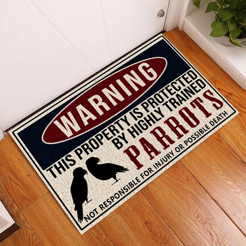 This Property is Protected by Highly Trained Parrots Door Mat