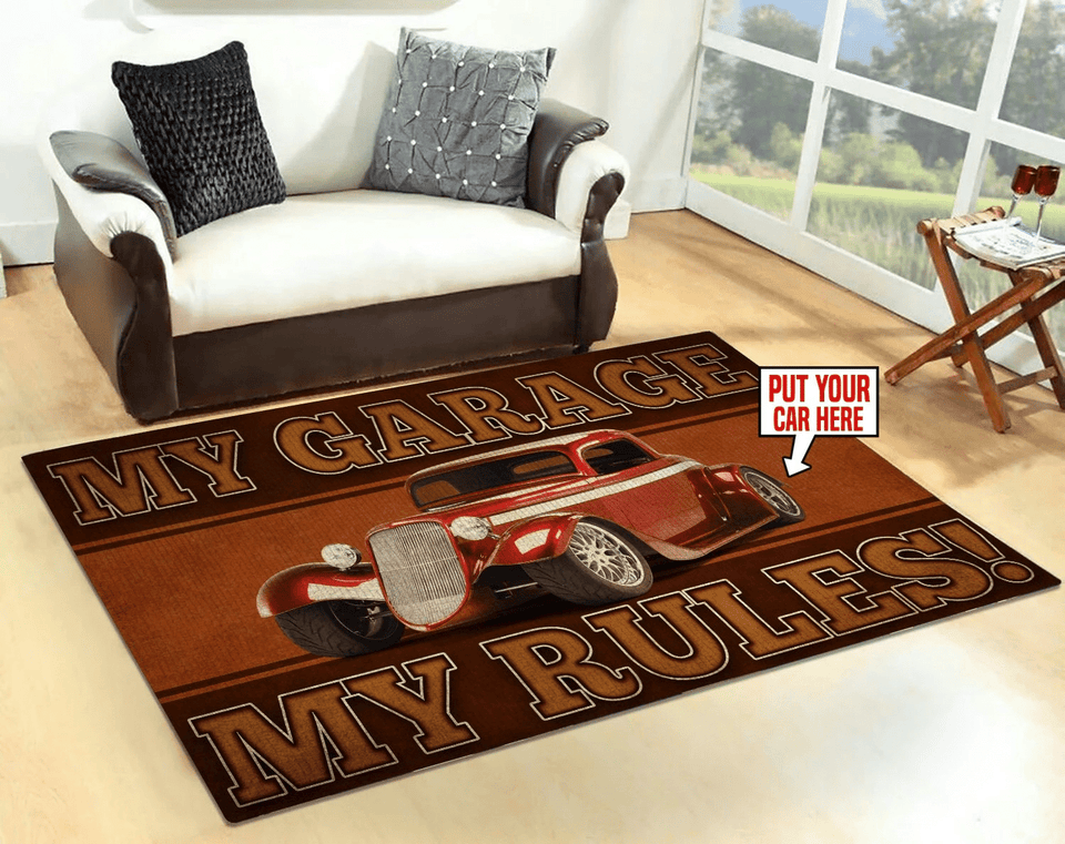 Personalized My Garage My Rules Rug 06001
