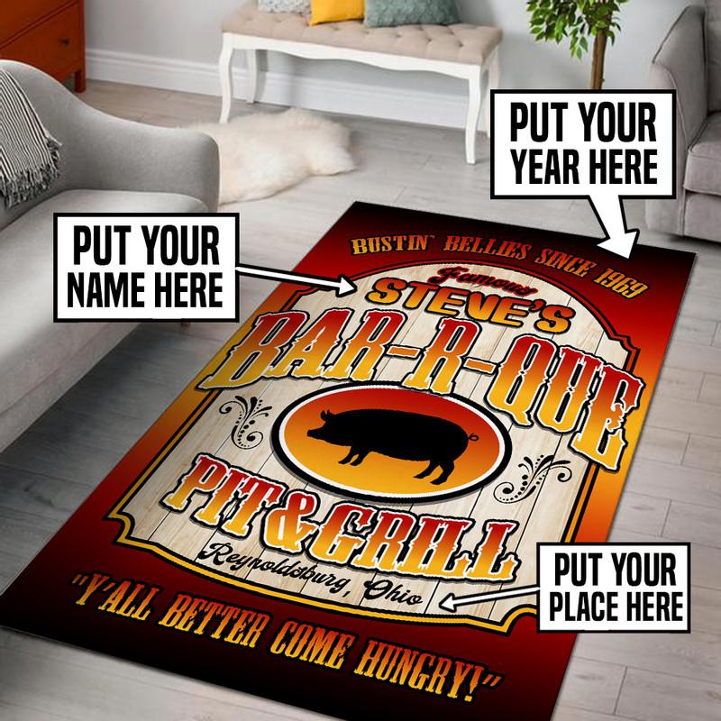 Personalized Bar B Que Pit and Grill Rug 06395
