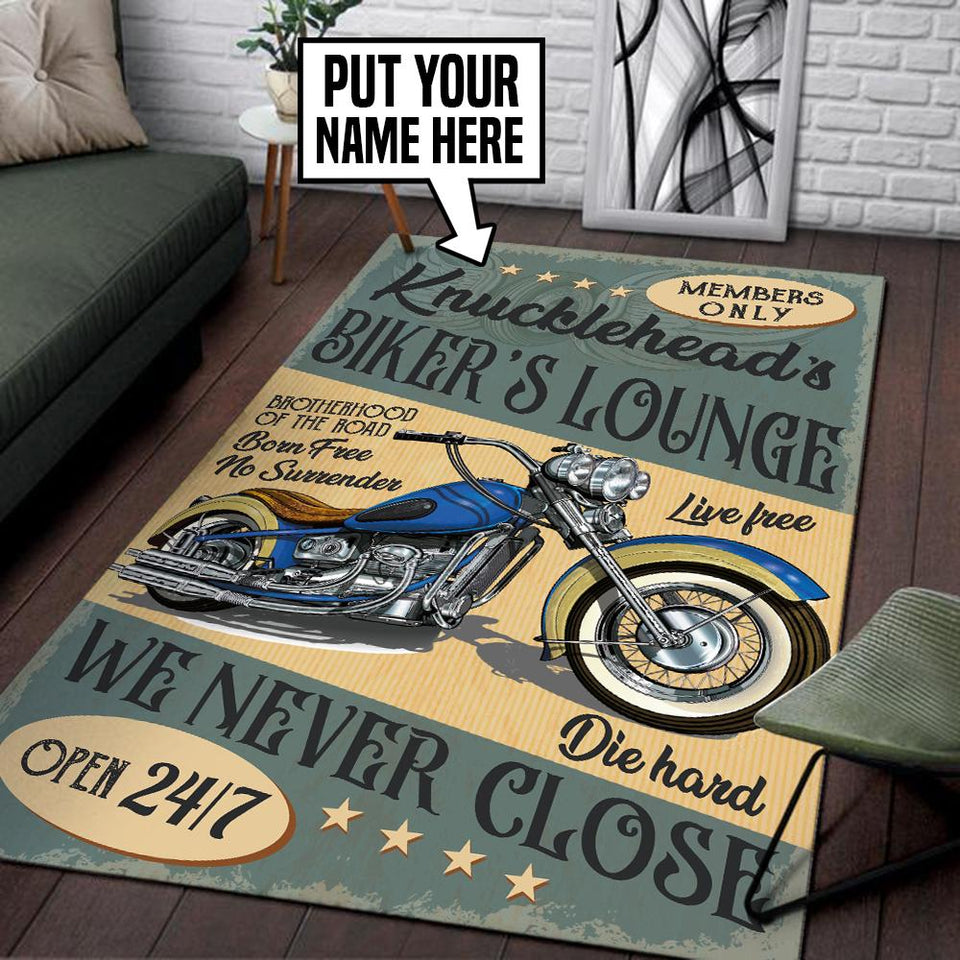 Personalized Biker's Lounge Rug 06209