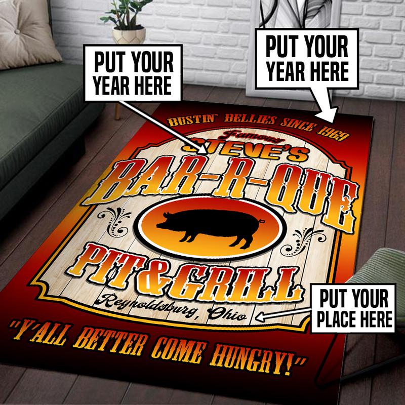 Personalized Bar B Que Pit and Grill Rug 06395