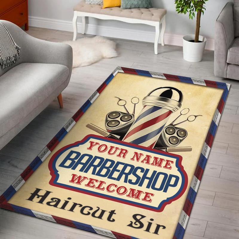 Personalized Barber Shop Rug 06947