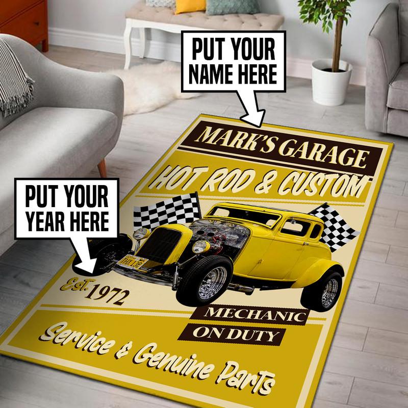 Personalized Garage Hot Rod and Custom Rug 05347