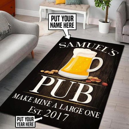 Personalized Pub Make Mine a Large One Rug 05877