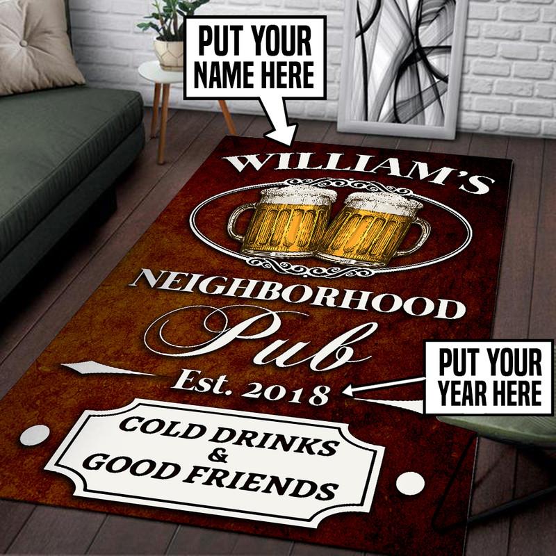 Personalized Neighborhood Pub Rug 05829