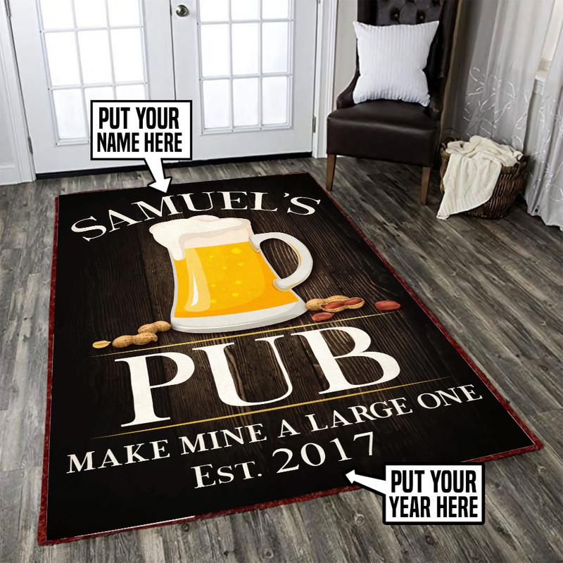 Personalized Pub Make Mine a Large One Rug 05877