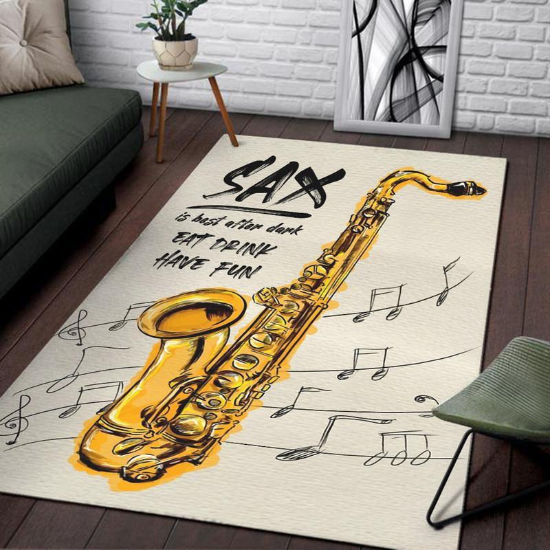 Sax is Best After Dark Eat Drink Have Fun Rug 06731