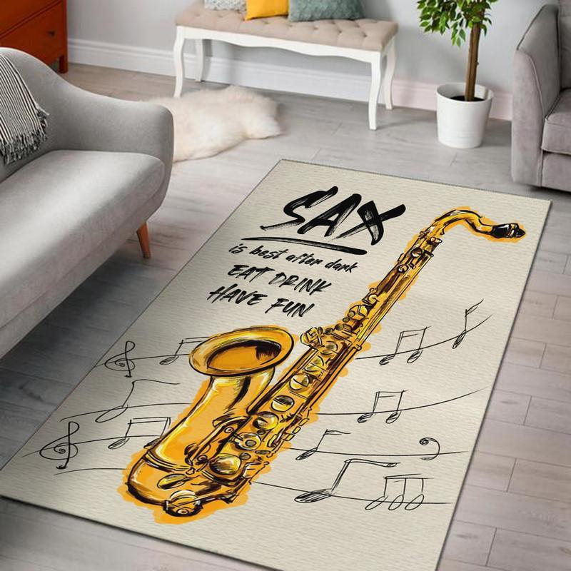 Sax is Best After Dark Eat Drink Have Fun Rug 06731