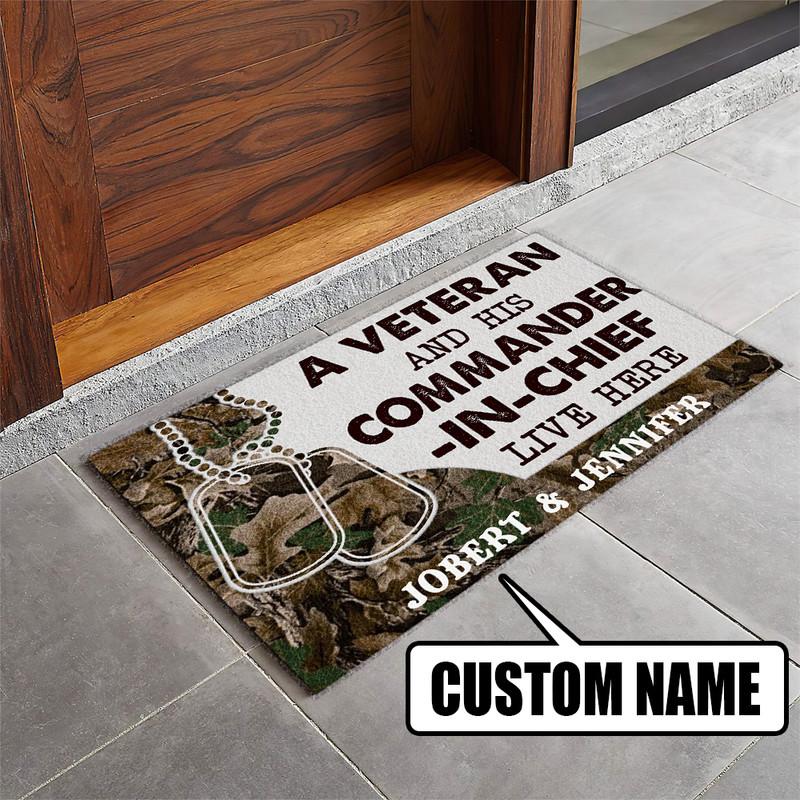 Personalized a Veteran and His Comander in Chief Live Here Door