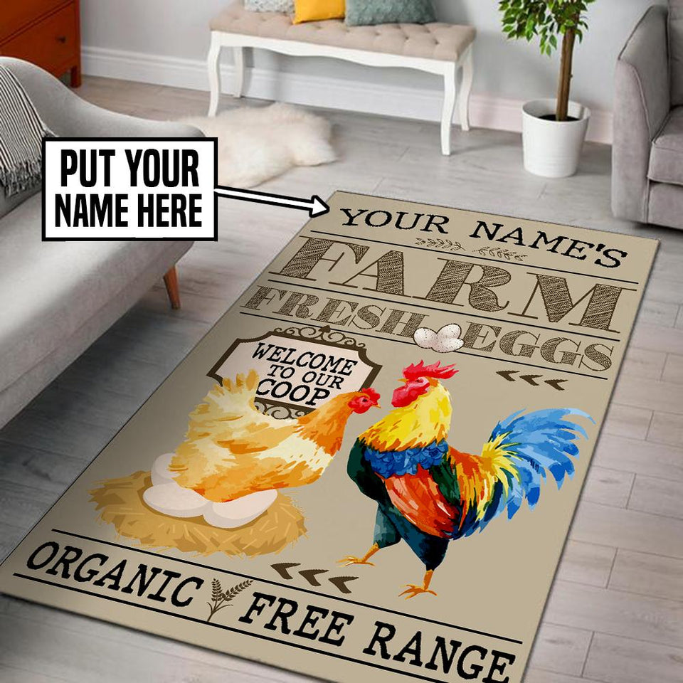 Personalized Welcome to Our Coop Farm Fresh Eggs Rug 06440