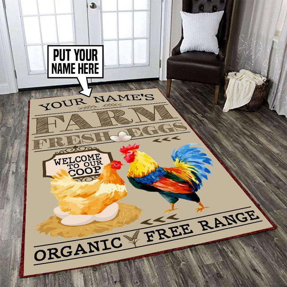 Personalized Welcome to Our Coop Farm Fresh Eggs Rug 06440