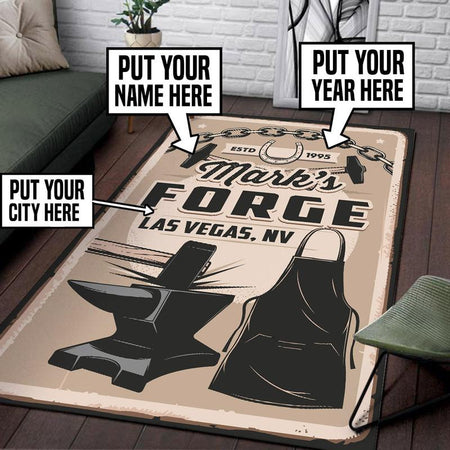Personalized Forge Blacksmith Rug 06098