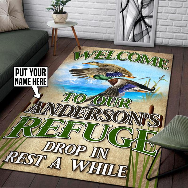 Personalized Welcome to Duck Camp Rug 06162