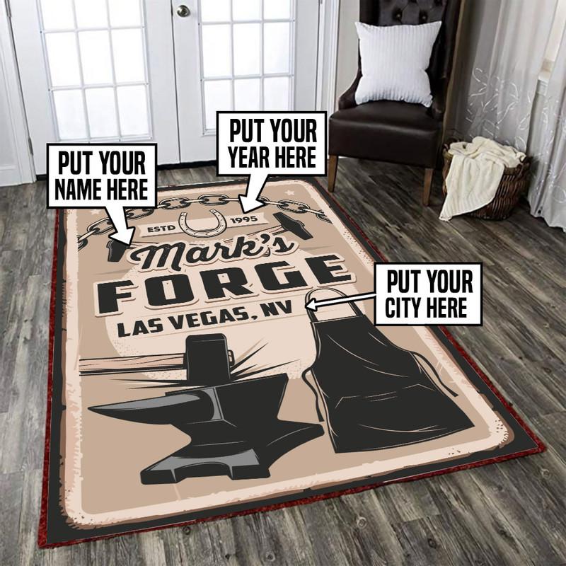 Personalized Forge Blacksmith Rug 06098