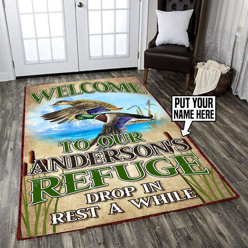 Personalized Welcome to Duck Camp Rug 06162