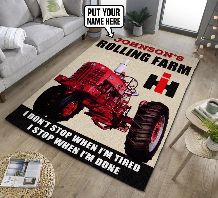 Personalized Farmall Tractor Rug Outdoor Indoor Rugs Living Room