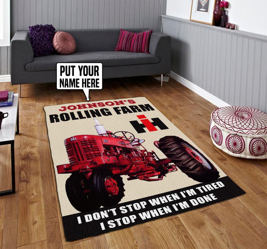 Personalized Farmall Tractor Rug Outdoor Indoor Rugs Living Room