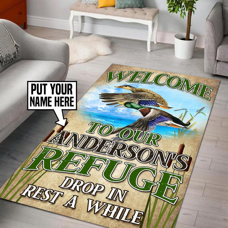 Personalized Welcome to Duck Camp Rug 06162