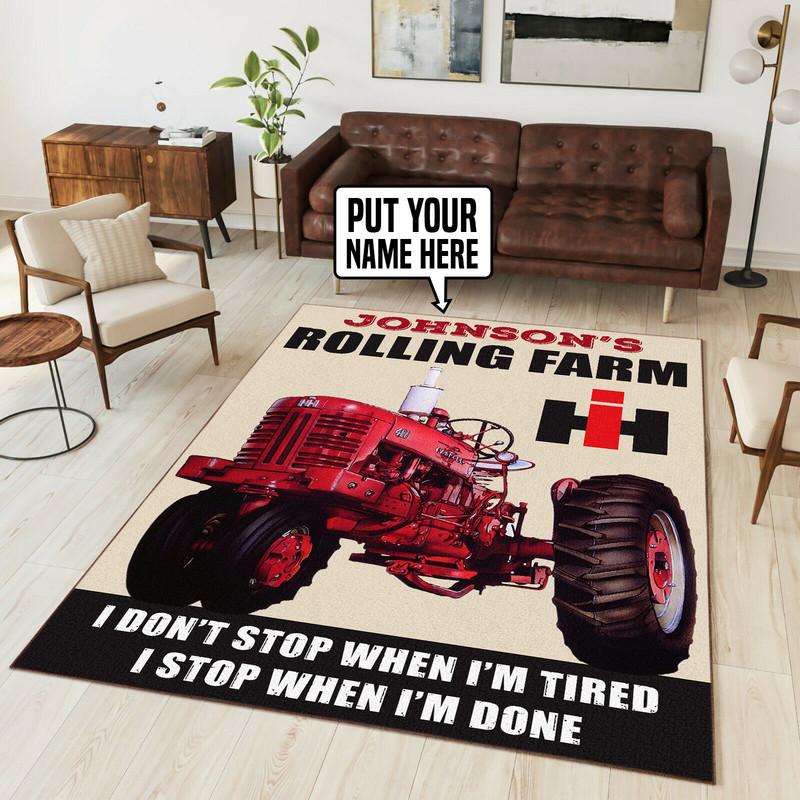 Personalized Farmall Tractor Rug Outdoor Indoor Rugs Living Room