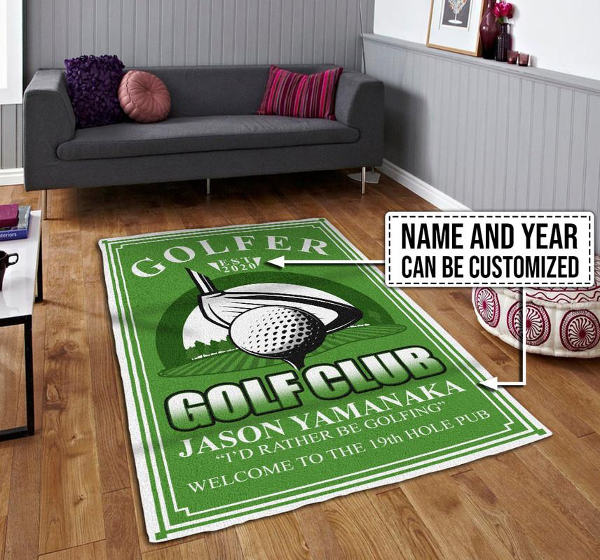 Personalized Golfer 19th Hole Club Rug 07121