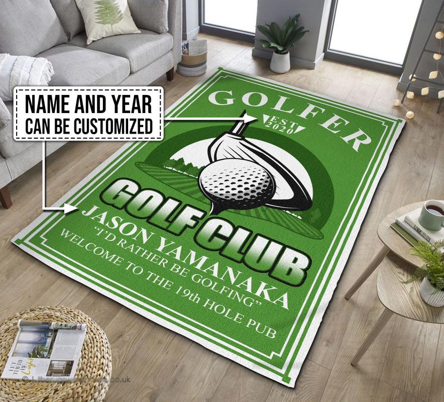 Personalized Golfer 19th Hole Club Rug 07121