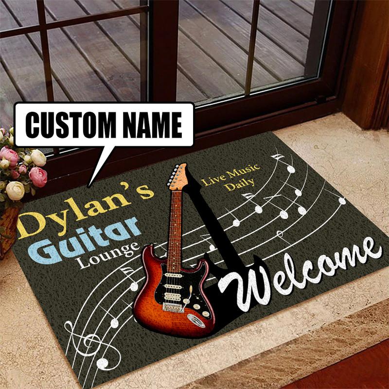 Personalized Guitar Lounge Door Mat Inside Rug Floor Outdoor
