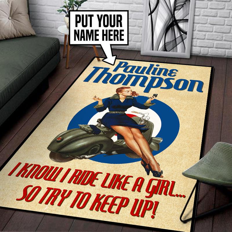 Personalized Lambretta Scooter Girl Mods Rug 05532