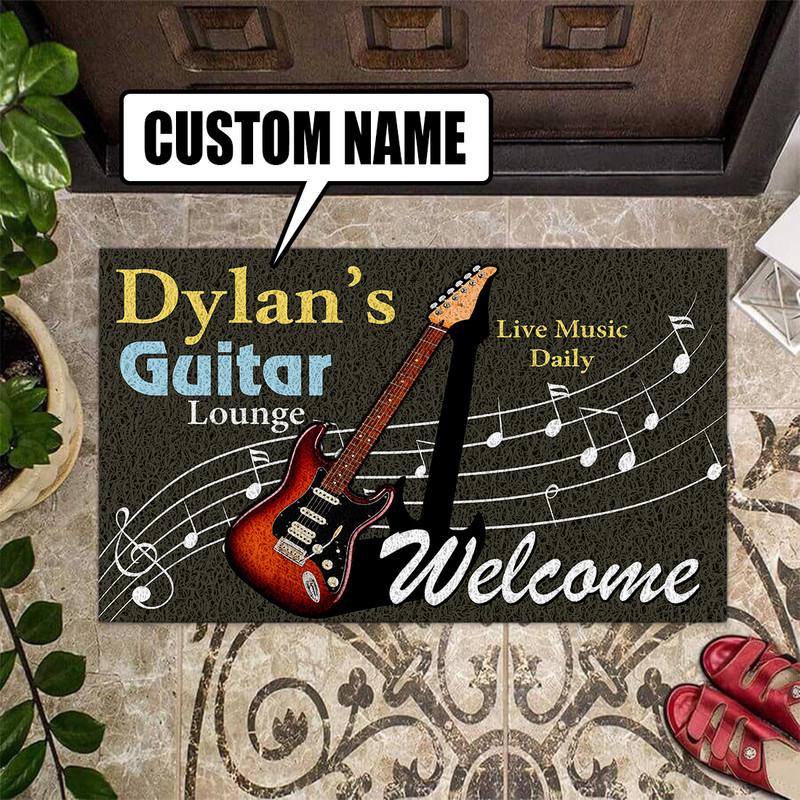 Personalized Guitar Lounge Door Mat Inside Rug Floor Outdoor
