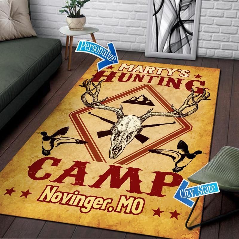 Personalize Vintage Hunting Camp Rug 05221