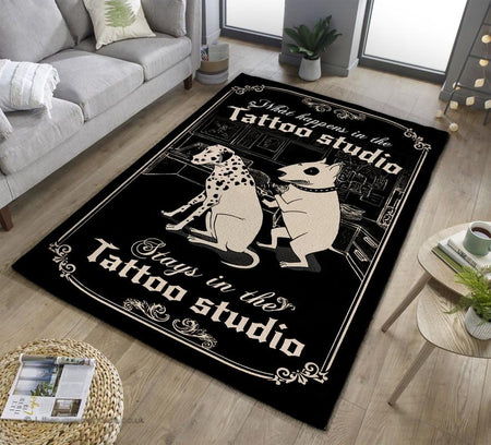 Bull Terrier Tattoo Artist Studio Rug Outdoor Indoor Rugs Living