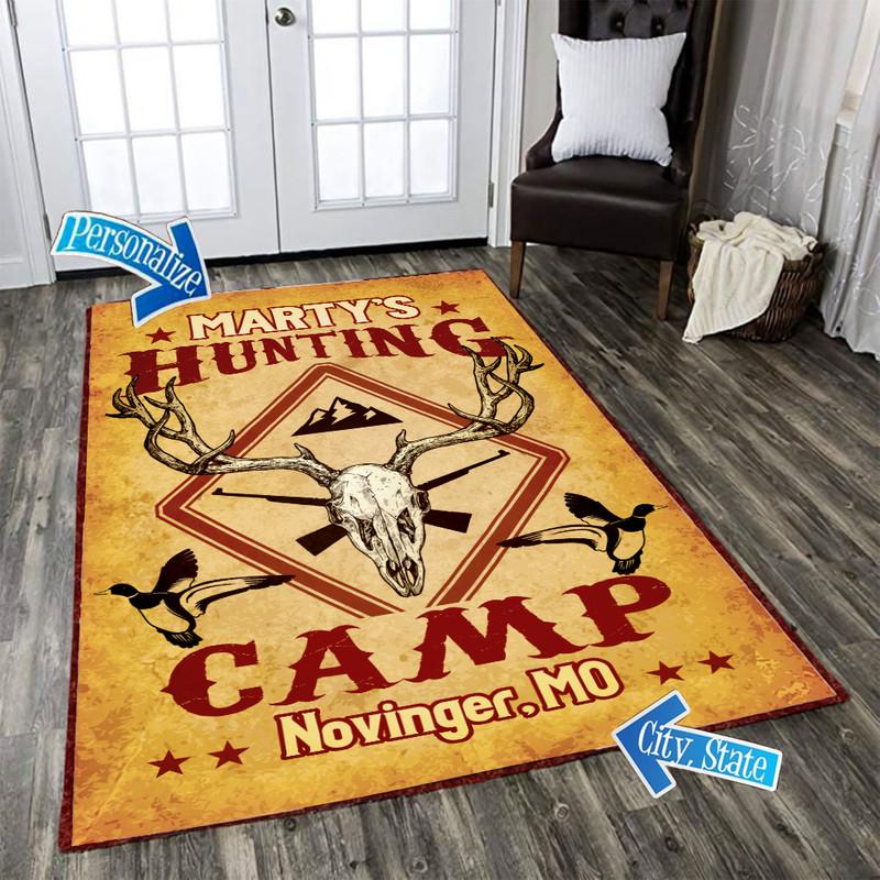 Personalize Vintage Hunting Camp Rug 05221