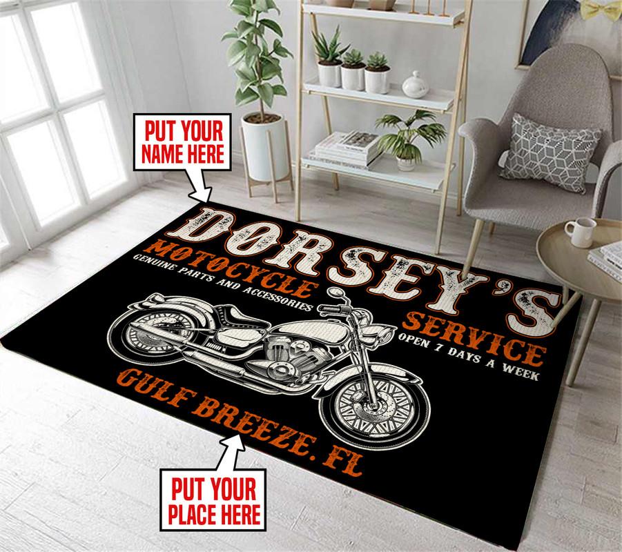 Personalized Motorcycle Service Rug 05771