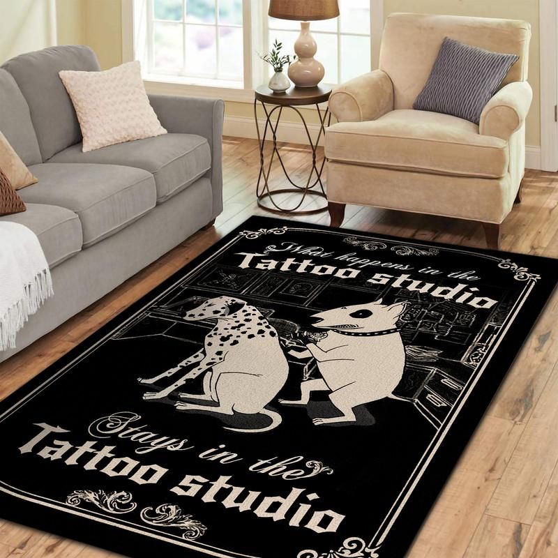 Bull Terrier Tattoo Artist Studio Rug Outdoor Indoor Rugs Living
