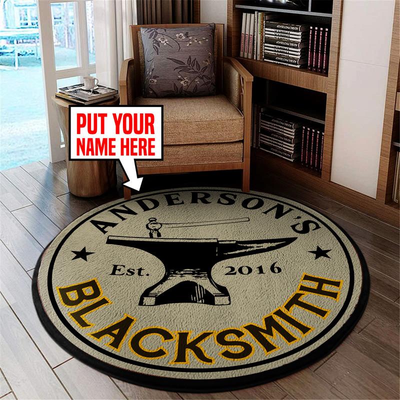 Personalized Blacksmith Living Room Round Mat Circle Rug 05430