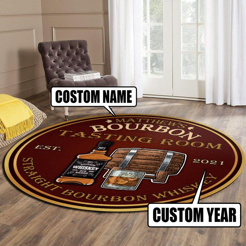 Personalized Bourbon Tasting Room Living Room Round Mat Circle