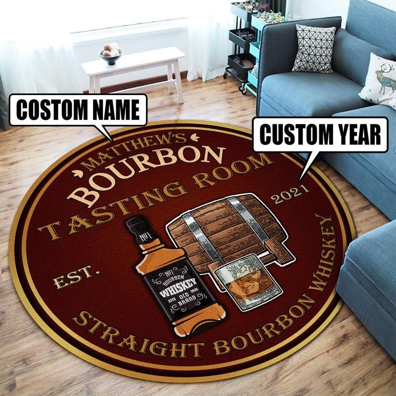Personalized Bourbon Tasting Room Living Room Round Mat Circle