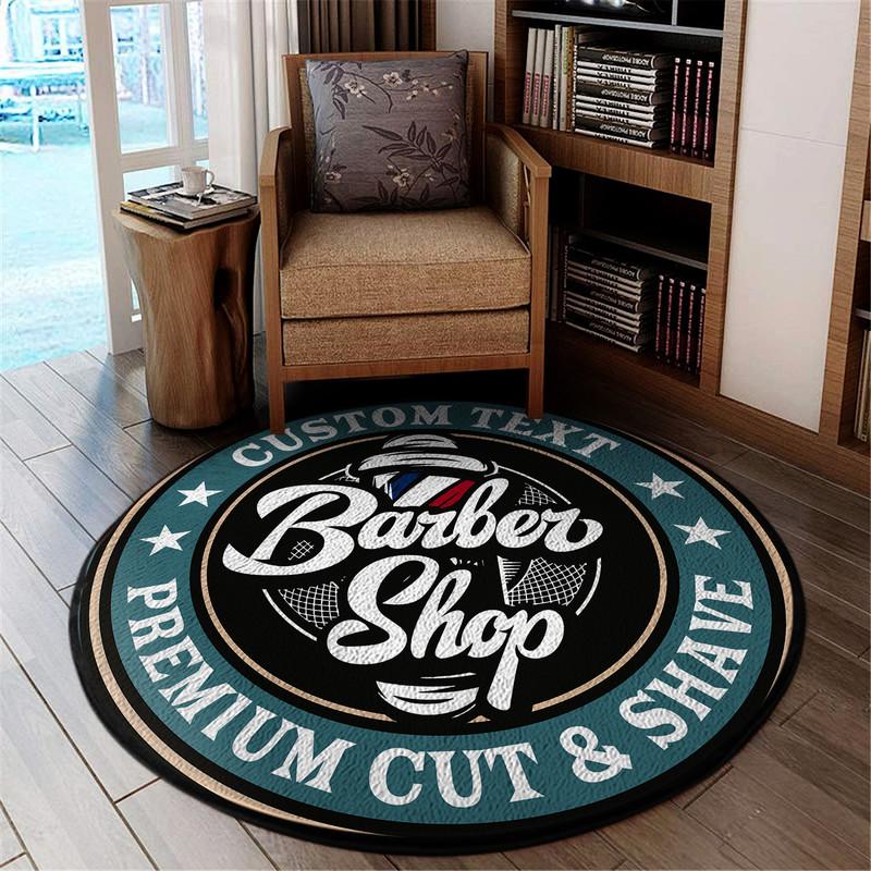 Personalized Barber Shop Living Room Round Mat Circle Rug 06746