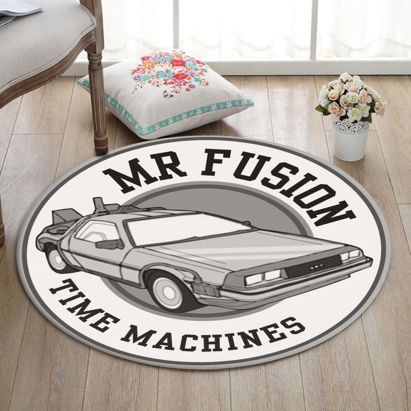 Btf Living Room Round Mat Circle Rug Back to the Future Delorean